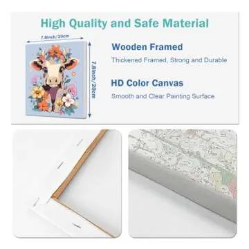 4 Pack Paint by Numbers Kit for Kids - Age 4-8, Framed Canvas Animals Drawing Kit, Color by Number for Beginners, 8x8 Inch