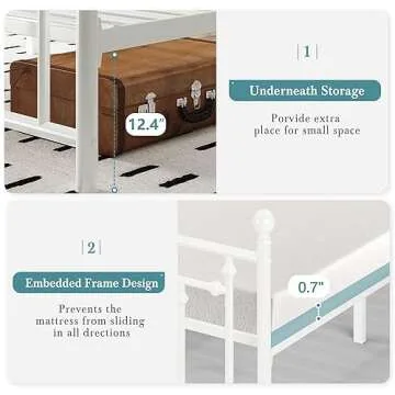 HOOMIC Full Size Metal Platform Bed Frame/Victorian Style Iron-Art Headboard and Footboard / 14 Inches Mattress Foundation for Storage/No Box Spring Needed/Easy Assembly/White