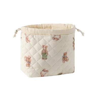 Cotton Quilted Makeup Bag for Travel and Storage