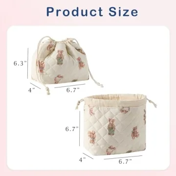 Cotton Quilted Makeup Bag for Travel and Storage