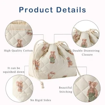 Cotton Quilted Makeup Bag for Travel and Storage