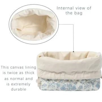 Cotton Quilted Makeup Bag for Travel and Storage