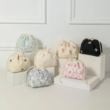 Cotton Quilted Makeup Bag for Travel and Storage
