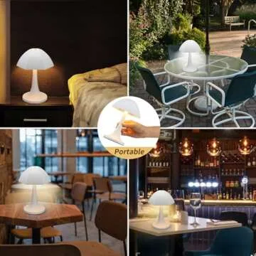 Riceears Cordless Table Lamp, Small Table Lamp, LED Touch Lamp Rechargeable Battery Operated Lights 4000mAh, 3 Color & Stepless Dimmable, Portable Desk Lamp Wireless for Bedroom Bedside Nightstand