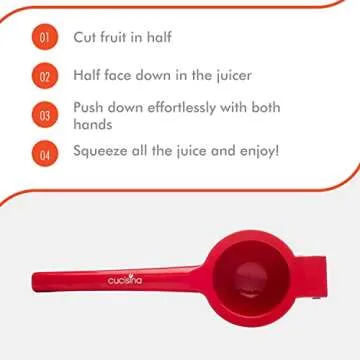 Cucisina Lime Squeezer - Aluminum Citrus Juicer - Lemonade Squeezer Press - Handheld Lemon Juicer - Easy-to-Clean, Max Extraction - Professional Kitchen Tool - Red