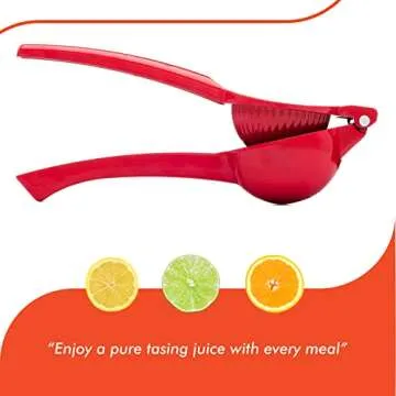 Cucisina Lime Squeezer - Aluminum Citrus Juicer - Lemonade Squeezer Press - Handheld Lemon Juicer - Easy-to-Clean, Max Extraction - Professional Kitchen Tool - Red