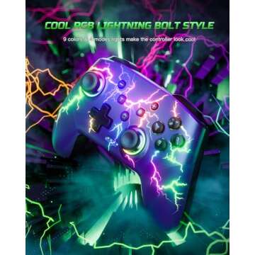 VOYEE Switch Controllers for Switch Lite OLED Windows iOS Android - 1000mAh RGB Wireless Pro Control...