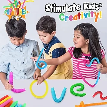 24 Pack Mini Pop Tubes - Fun Sensory Fidget Toy for Kids