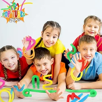 24 Pack Mini Pop Tubes - Fun Sensory Fidget Toy for Kids