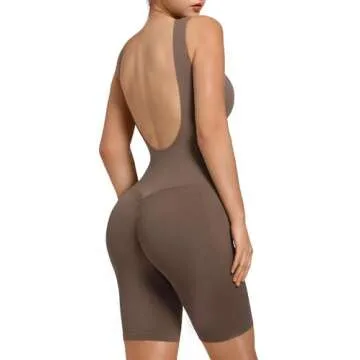 SHAPERX Mid Thigh Jumpsuits: Flattering Low Back Onesie for All Occasions