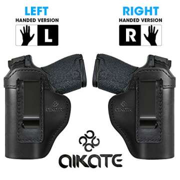 IWB Leather Holster for Concealed Carry, Inside Waistband Holsters Suitable for S&W M&P Shield, Gloc...