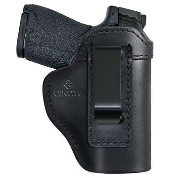 IWB Leather Holster for Concealed Carry, Inside Waistband Holsters Suitable for S&W M&P Shield, Glock 17 19 22 23 32 33 36 43, Springfield XD-S, Beretta 92FS, Sig P228 P239 Similar Handguns