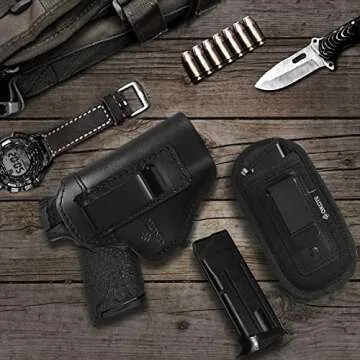 IWB Leather Holster for Concealed Carry, Inside Waistband Holsters Suitable for S&W M&P Shield, Glock 17 19 22 23 32 33 36 43, Springfield XD-S, Beretta 92FS, Sig P228 P239 Similar Handguns