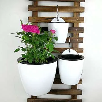 Sungmor Self Watering Wall Planter - Modern White Design