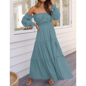 Stylish ZESICA Off Shoulder Maxi Dress for Women