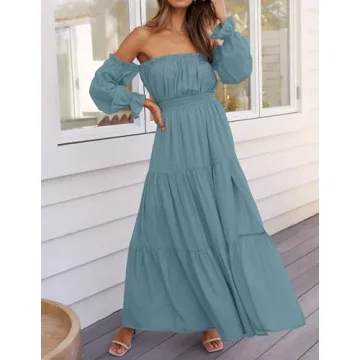 Stylish ZESICA Off Shoulder Maxi Dress for Women