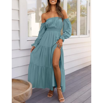 Stylish ZESICA Off Shoulder Maxi Dress for Women