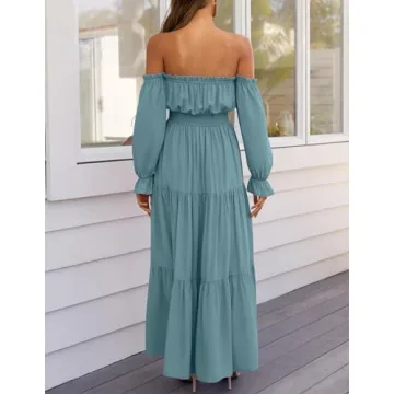 Stylish ZESICA Off Shoulder Maxi Dress for Women