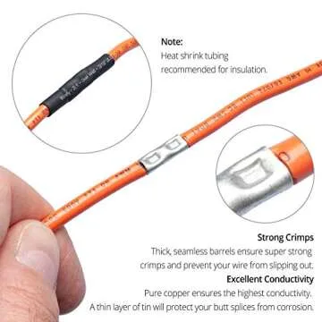 Wirefy 100 PCS Non Insulated Butt Connectors Kit - Butt Splice Connectors - Uninsulated Crimp Wire Connectors - 24-8 AWG | Uninsulated Butt Connector | Wire Butt Connectors