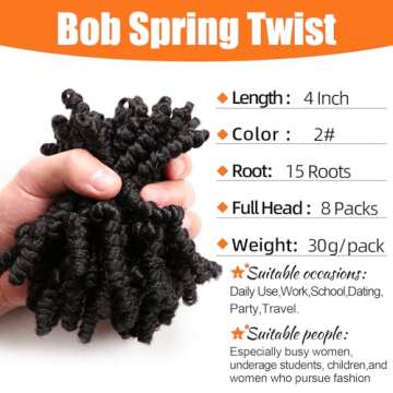 Lifabeauty 8 Packs Short BOB Spring Twist Crochet Hair 4Inch Pretwisted Passion Twist Crochet Hair f...