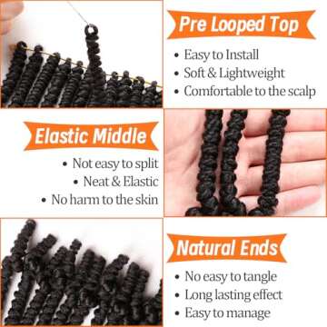 Lifabeauty 8 Packs Curly Spring Twist Crochet Hair for Women