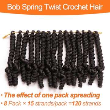 Lifabeauty 8 Packs Curly Spring Twist Crochet Hair for Women
