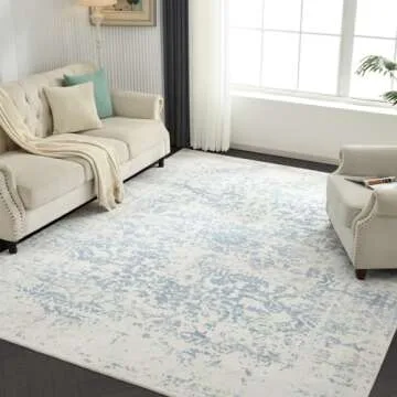 DEAXLife Washable Area Rug for Living Room - Stain Resistant Urtla Thin Rugs with Non Slip Rubber Ba...