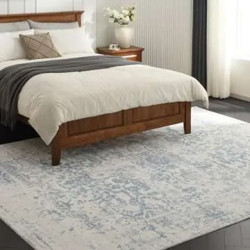DEAXLife Washable Area Rug for Living Room - Stain Resistant Urtla Thin Rugs with Non Slip Rubber Backing - Indoor Floor Carpet for Dining Room Home Office Dorm (Blue/White, 4x6 Feet)