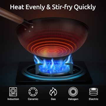 Todlabe 13-Inch Carbon Steel Wok: Non-Stick & Versatile