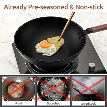 Todlabe 13-Inch Carbon Steel Wok: Non-Stick & Versatile