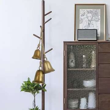 3 Pcs Handmade Rustic Christmas Bells, Vintage Iron Bells with Jute Rope for Hanging, 3 Sizes Antiqu...