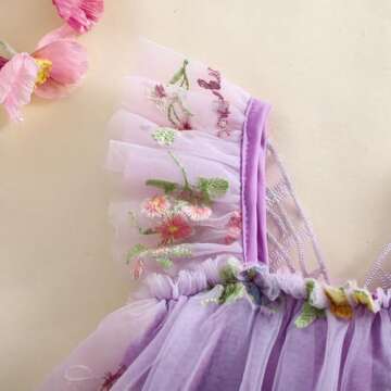 Newborn Infant Baby Girls Clothes Flower Butterfly Embroidery Sleeveless Romper Tulle Mesh Dress Toddler Bodysuit (12-18 Months, Purple)