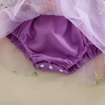 Newborn Infant Baby Girls Clothes Flower Butterfly Embroidery Sleeveless Romper Tulle Mesh Dress Toddler Bodysuit (12-18 Months, Purple)