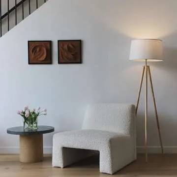 Brightech Emma LED Floor Lamp, Tall Lamp with Wood Legs, Mid-Century Modern Standing Lamp for Bedroo...