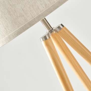 Brightech Emma LED Floor Lamp, Tall Lamp with Wood Legs, Mid-Century Modern Standing Lamp for Bedroom Reading, Tripod Lamp for Living Rooms & Offices, Great Living Room Décor