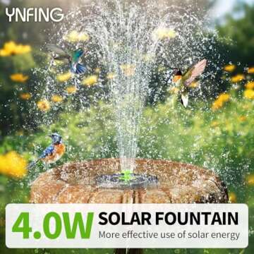 4.0W Solar Bird Bath Fountain Pump - Attract Hummingbirds Outdoors
