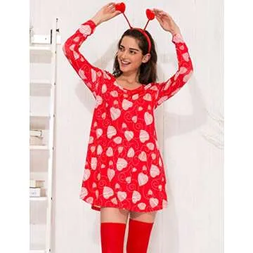 Aphratti Women’s Long Sleeve Cute Valentines Day Dresses Clothes Outfits Heart Print Casual Tunic ...