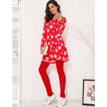 Aphratti Women’s Long Sleeve Cute Valentines Day Dresses Clothes Outfits Heart Print Casual Tunic Dress Sweet Heart Large