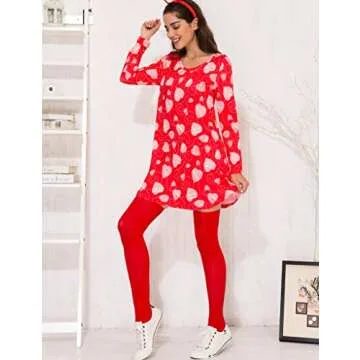 Aphratti Women’s Long Sleeve Cute Valentines Day Dresses Clothes Outfits Heart Print Casual Tunic Dress Sweet Heart Large