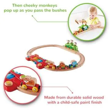 Hape Toddler Railway Train with Xylophone Track and Monkeys