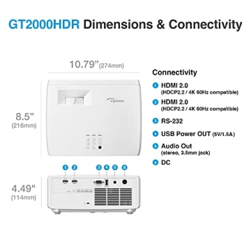 Optoma GT2000HDR Short Throw Gaming Projector - 1080p HD