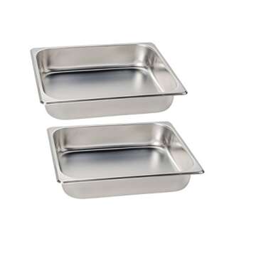 Premier Choice 2 Pack 1/2 Size Chafer Food Pan Stainless Steel Steam Table/Hotel Pan - 2 1/2" Deep