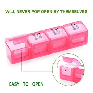 Sukuos Monthly Pill Organizer 28 Day, Large Moisture-Resistant Pill Box Cases with Dust-Proof Box and Clear Lid for Vitamin/Fish Oil/Supplements, Easy to Open and Clean