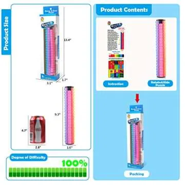 R.Y.TOYS Rotate and Slide Puzzle-Design Patent,Fidget Toys(Restore Order/Create Patterns) 8 Colors,20 Layers-Detach Piece for Quick Play,Brain Teaser,Sensory Toys,Birthday Gifts,Stocking Stuffers