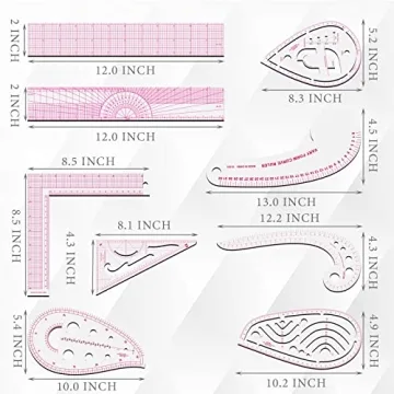 Sewing Rulers Set - 9 Plastic Curve Measuring Tools