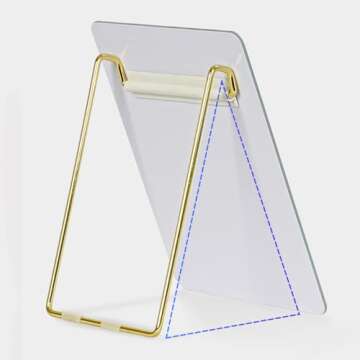 TORASO Glass Dry Erase Desktop Whiteboard, Foldable Gold Metal Stand,8.7” x 11.8” Small and Fancy Tabletop White Board, Desk Notepad for Office, Home, School(Stand Glass-2230,WH