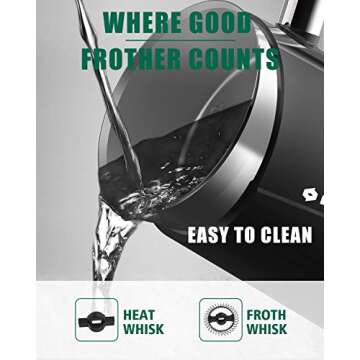 Huogary Milk Frother, Milk Steamer for Milk Foam & Hot Milk(4.5oz/10.5oz), Electric Milk Frother and Warmer for Homemade Coffee, 120V (Black)