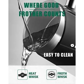 Huogary Milk Frother, Milk Steamer for Milk Foam & Hot Milk(4.5oz/10.5oz), Electric Milk Frother and Warmer for Homemade Coffee, 120V (Black)