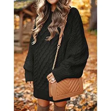 Oversized Cable Knit Sweater Dress for Women 2024