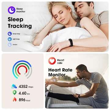LIVIKEY Activity Fitness Tracker Compatible with Alexa Built-in, Heart Rate, Blood Oxygen, Sleep Monitor, Fitness Watch with Pedometer, IP68 Swimming Waterproof, Smart Watch with Step Tracker